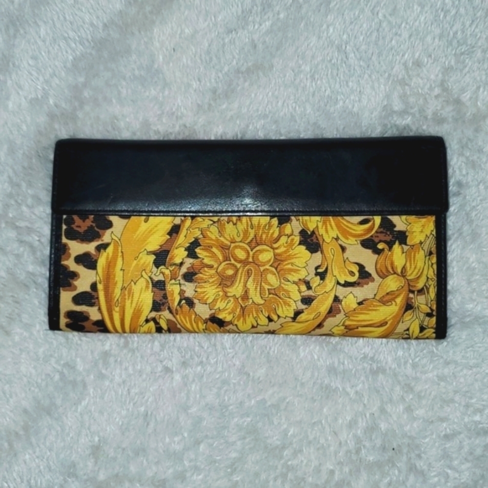 Versace Baroque Leopard Print Long Wallet